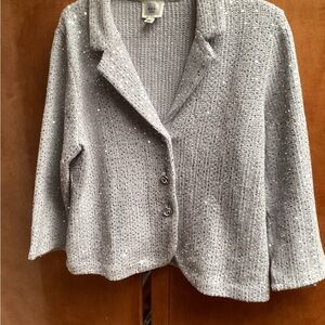 ECI Shimmering Silver Knit Jacket, size L